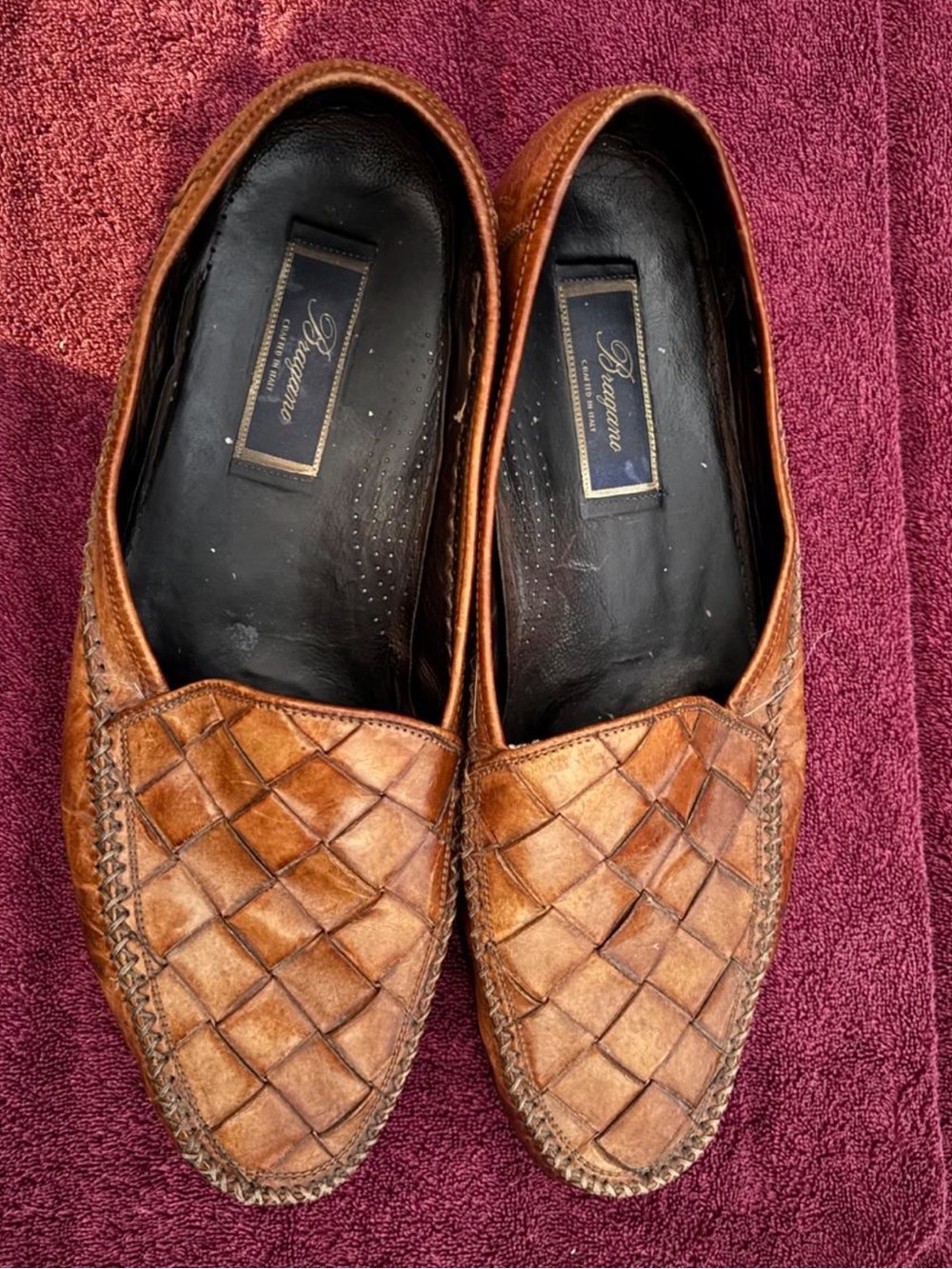Bragano Cole Haan vintage woven brown leather loafers size 13